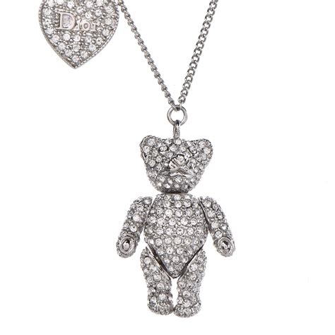 CHRISTIAN DIOR Teddy Bear Necklace Silver.